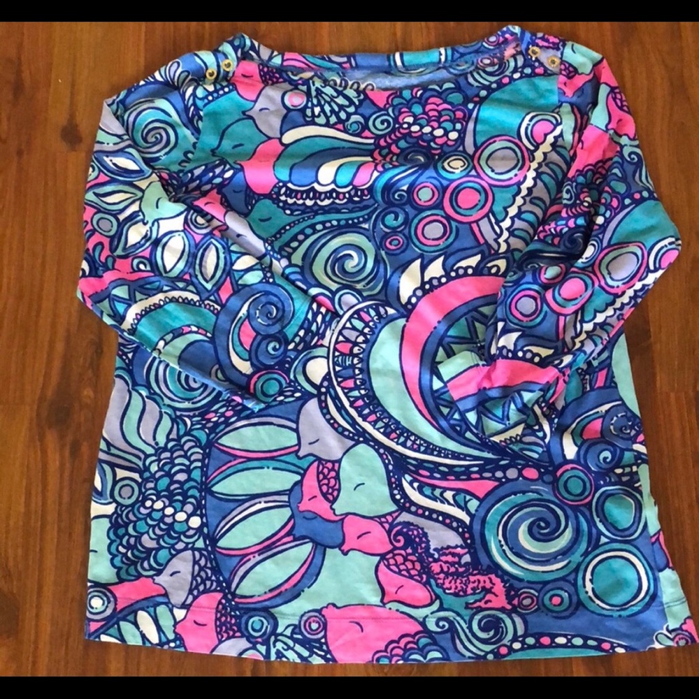 Lilly Pulitzer 3/4 Sleeve Boat Neck Shirt